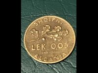 Албания 0,05 лек 1940 WW2 Италия окупация рядка медна монета