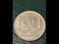 Албания 0,20 лек 1939 WW2 Италия окупация рядка монета