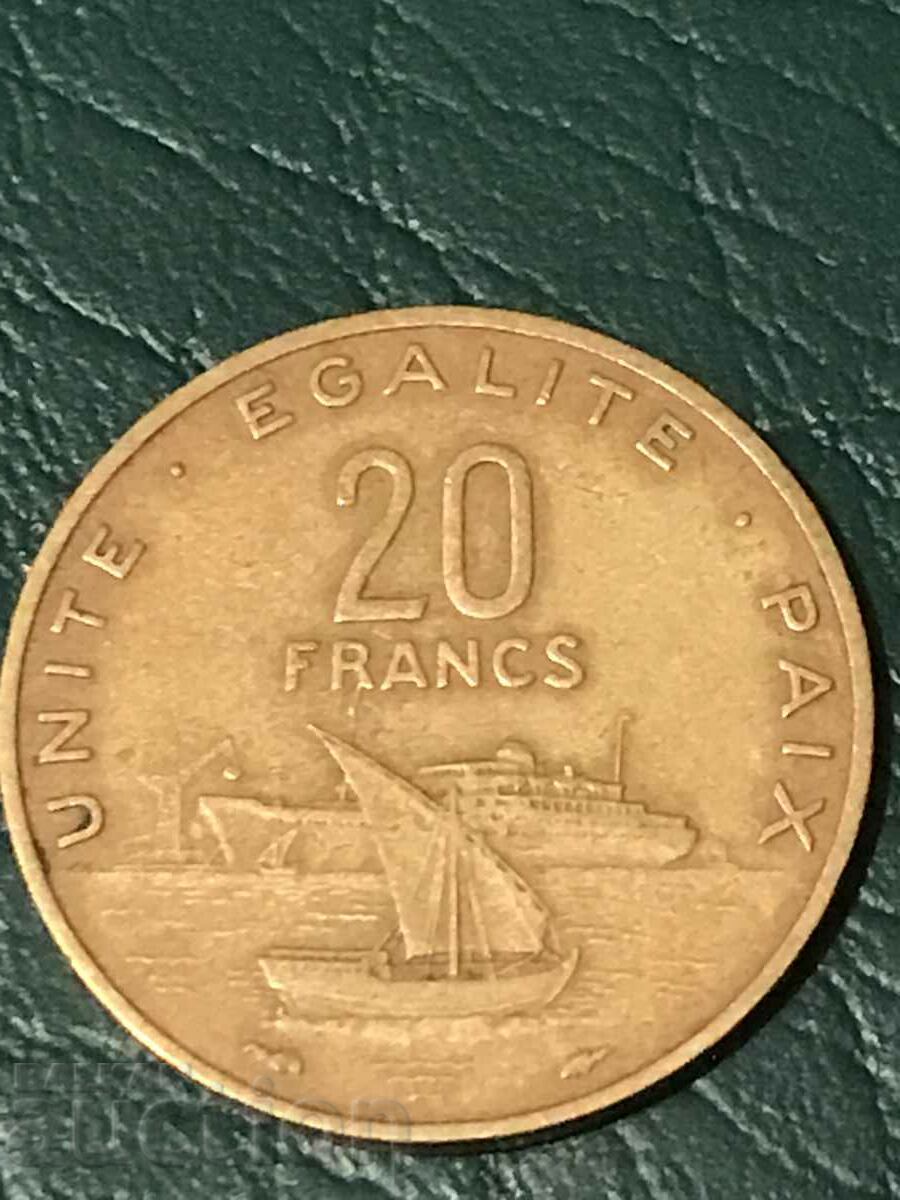 Джибути 20 франка 1977 колония Франция