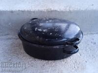 A rare interesting old enamel pot