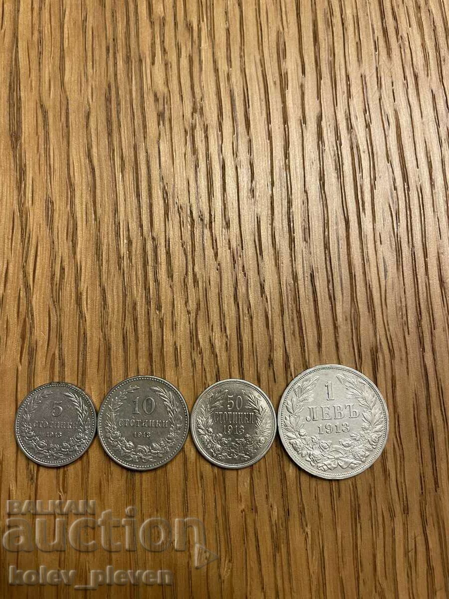 5, 10, 50 de cenți, 1 BGN 1913 5, 10, 50 de cenți, 1 BGN 1913
