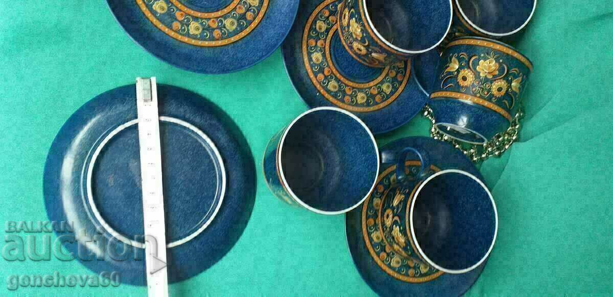 Beautiful retro painted service for tea, coffee - 5 Beautiful retro painted service for tea, coffee - 5