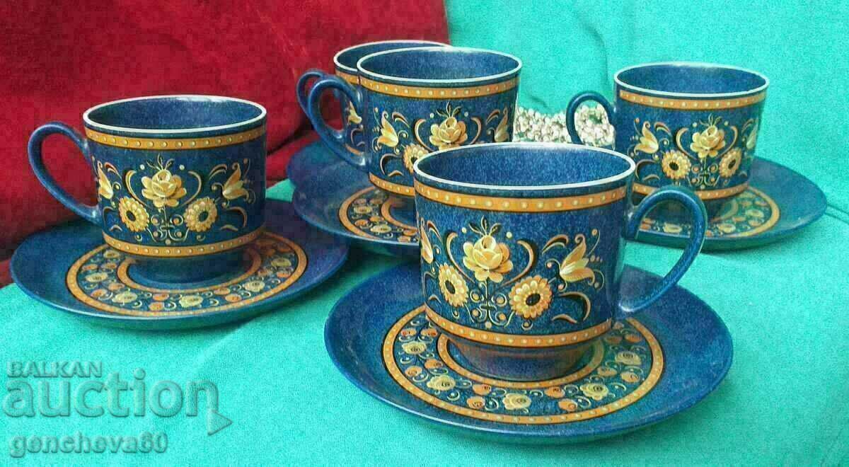 Beautiful retro painted service for tea, coffee