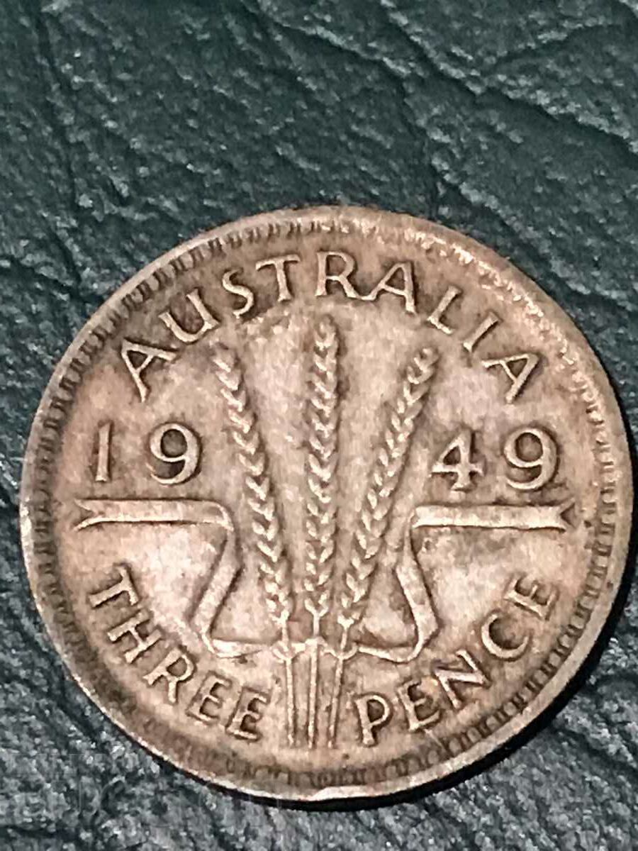 Австралия 3 пенс 1949 Джордж VI сребро