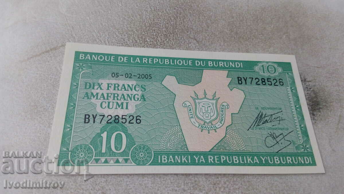 Бурунди 10 франка 2005