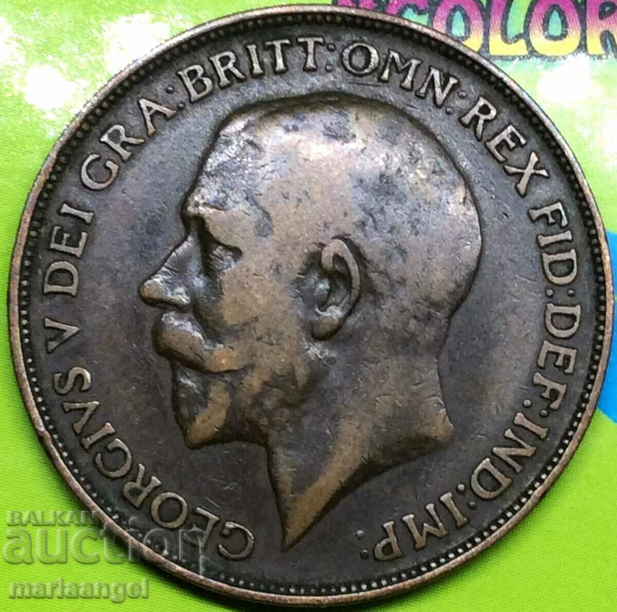 Великобритания 1 пени 1912 30мм бронз