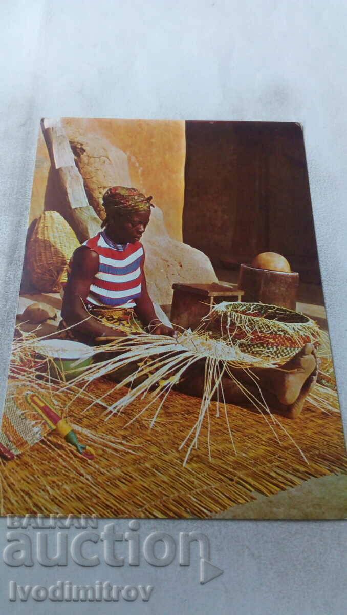 Carte poștală de țesut de coșuri din Ghana