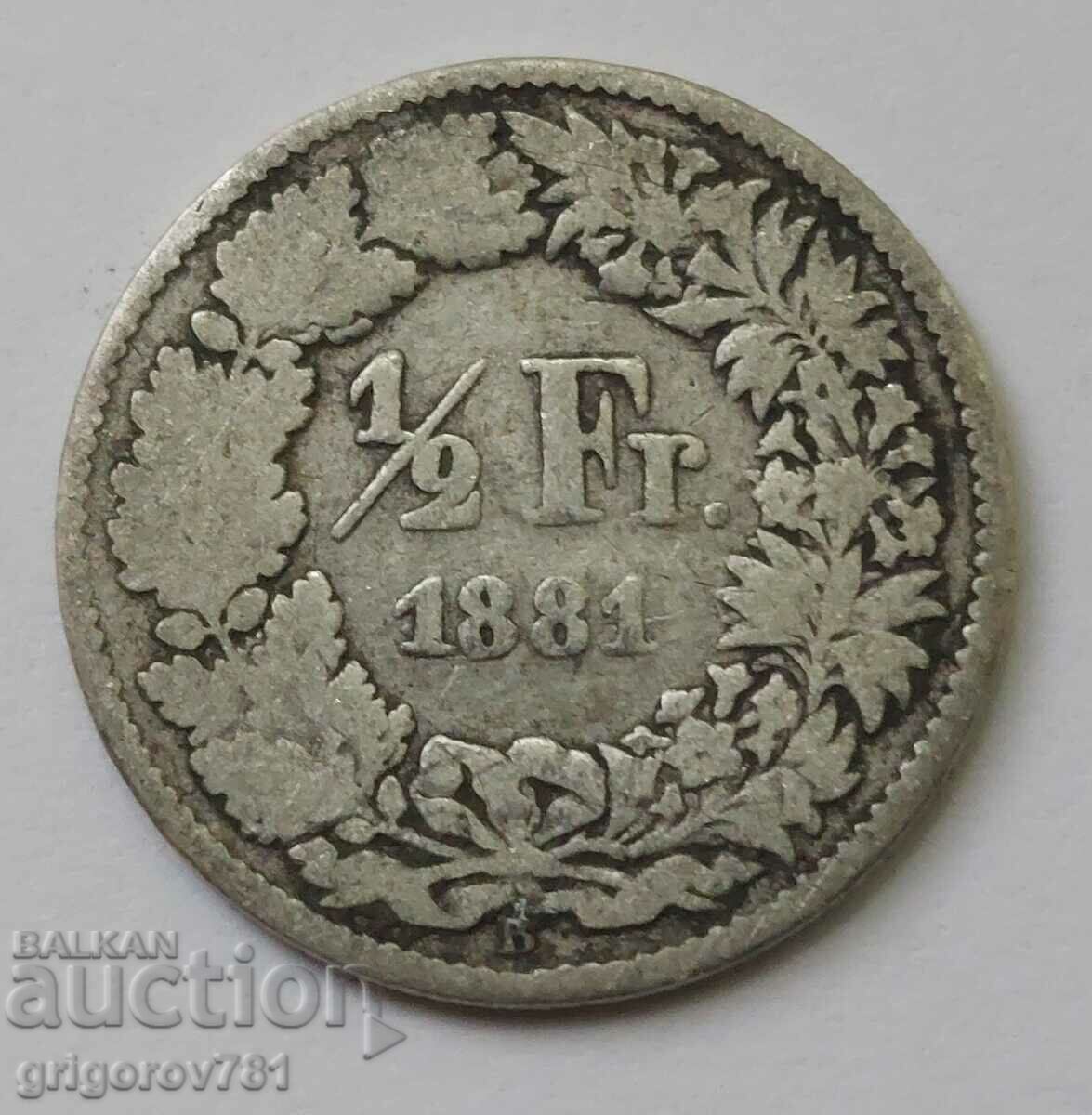 1/2 φράγκο ασήμι Ελβετία 1881 Β - ασημένιο νόμισμα