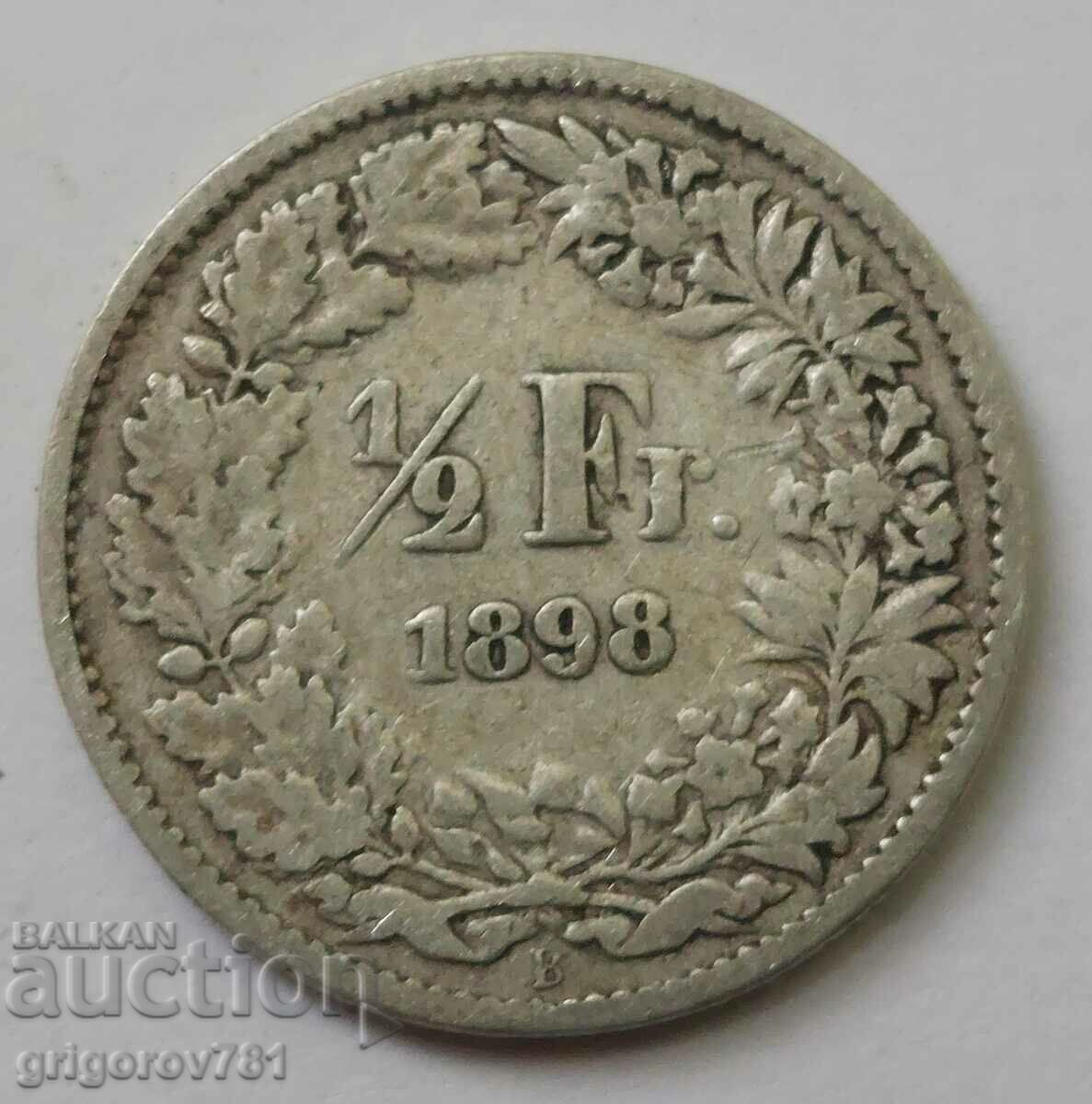 1/2 franc argint Elveția 1898 B - monedă de argint