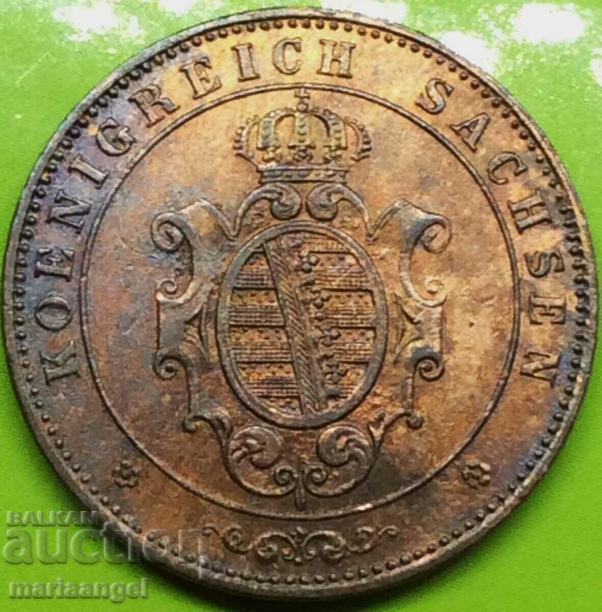 Saxony 5 pfennig 1862 copper