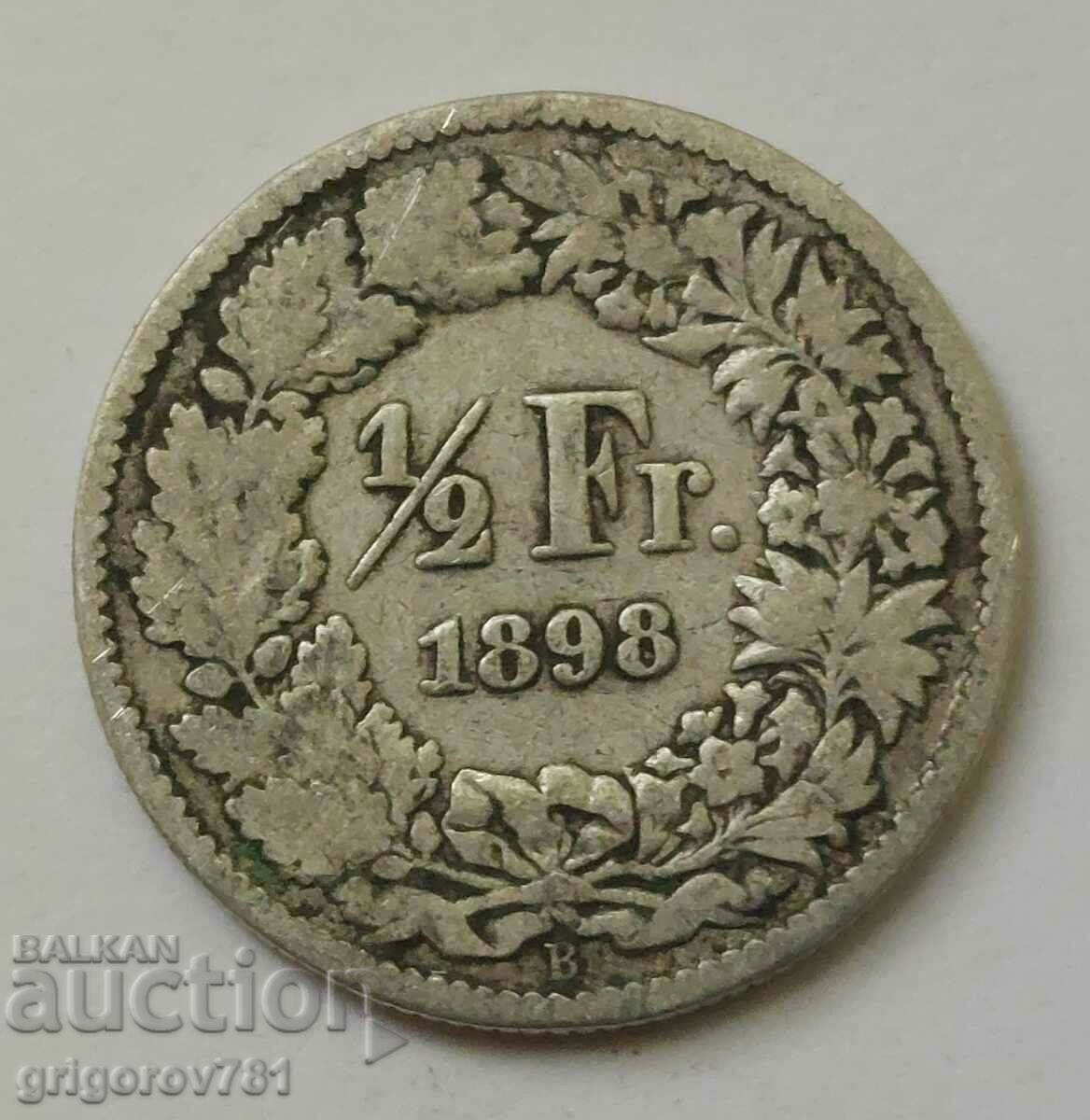 1/2 франк сребро Швейцария 1898 B - сребърна монета #2