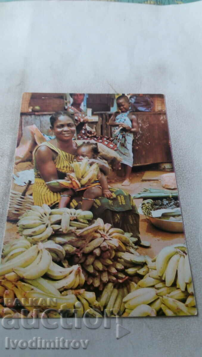 Carte poștală cu scena pieței din Ghana