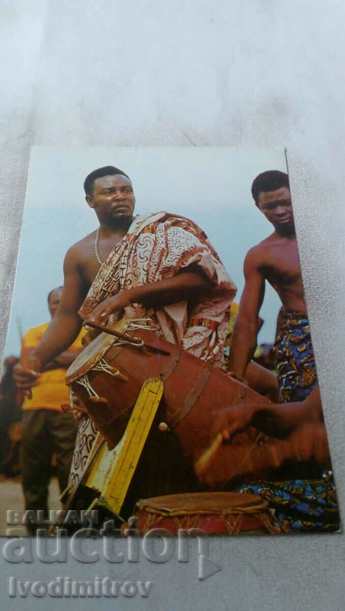 Ghana Drummers in Action postcard