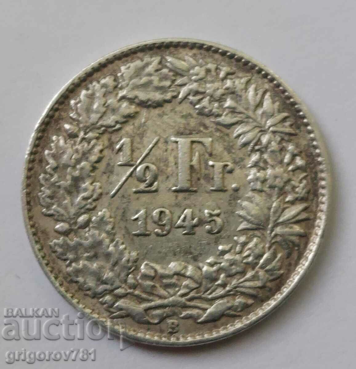 1/2 φράγκο ασήμι Ελβετία 1945 Β - ασημένιο νόμισμα