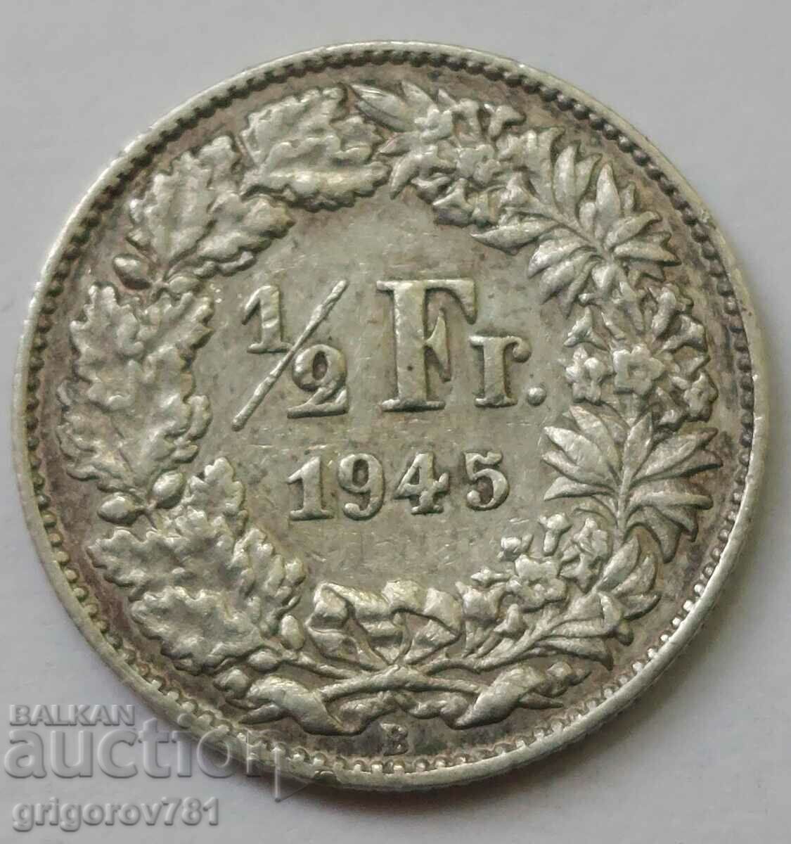 1/2 франк сребро Швейцария 1945 B - сребърна монета #2