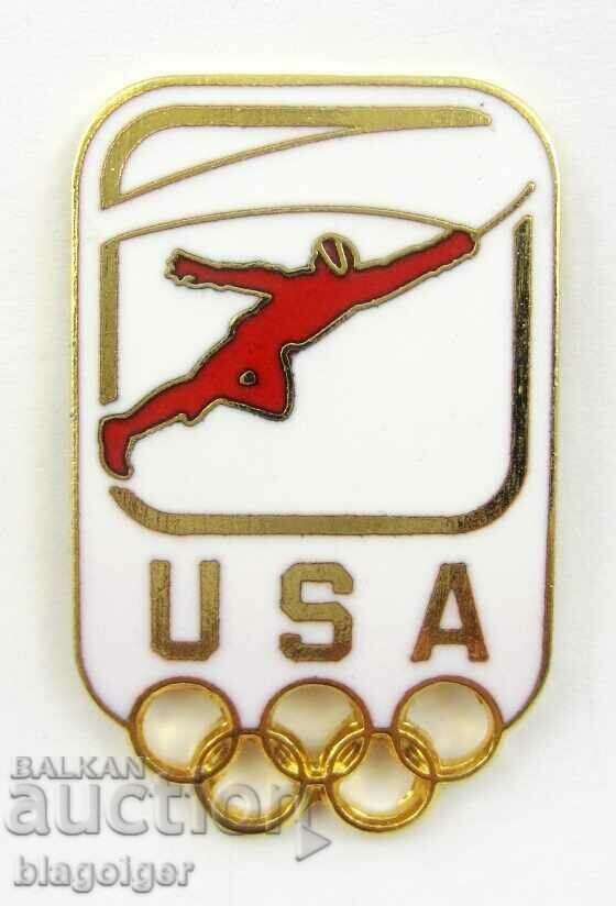 Олимпийска значка-САЩ-Олимпийски отбор по Фехтовка-Емайл