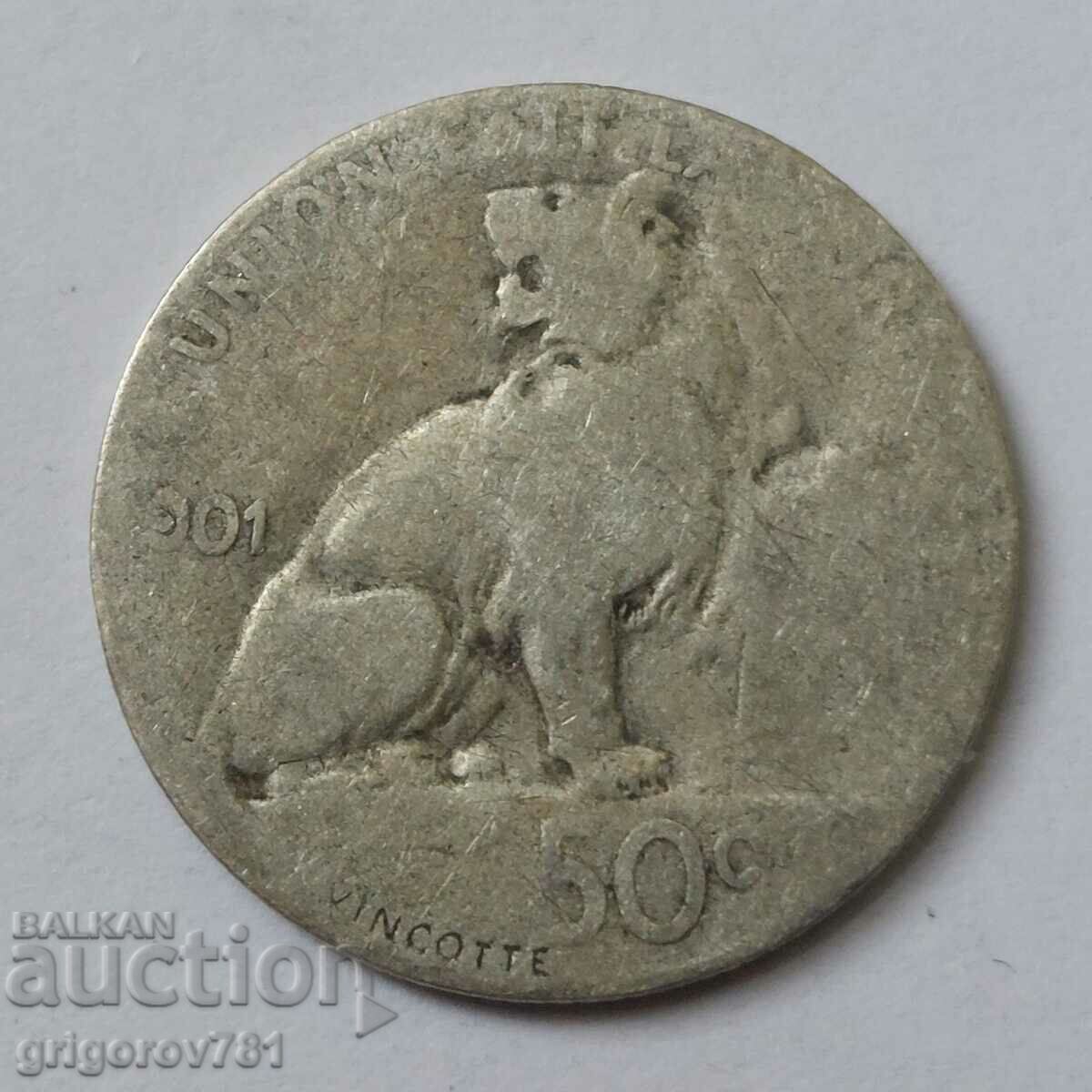 50 centimes silver Belgium 1901 - silver coin #74