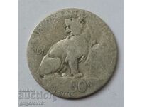 50 сантима сребро Белгия 1901 -  сребърна монета №74