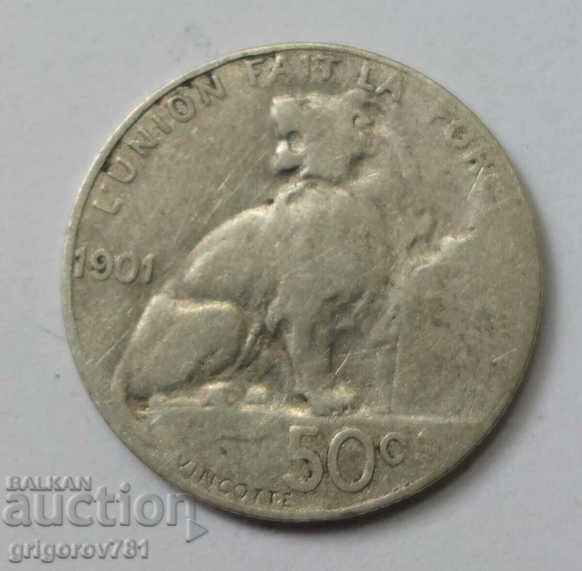 50 centimes argint Belgia 1901 - monedă de argint #75