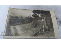 Fotografie Chepino-Banya Un tânăr și o fată de-a lungul unui drum în pădure 1925