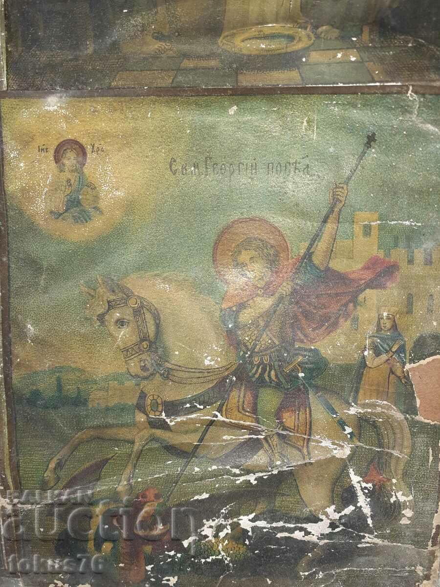 Доставка на Много стара руска икона литография Доставка на Много стара руска икона литография