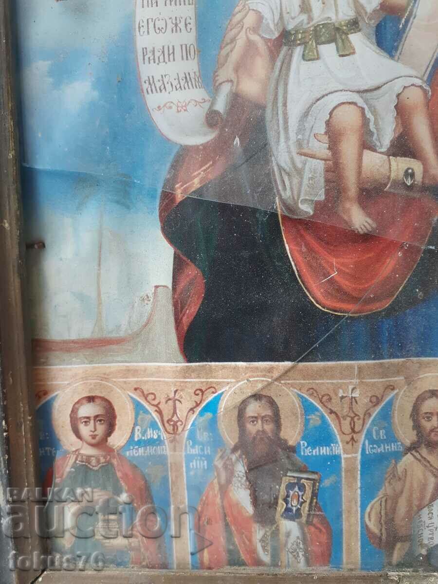 Auction Very old Russian icon lithograph in frame Auction Very old Russian icon lithograph in frame