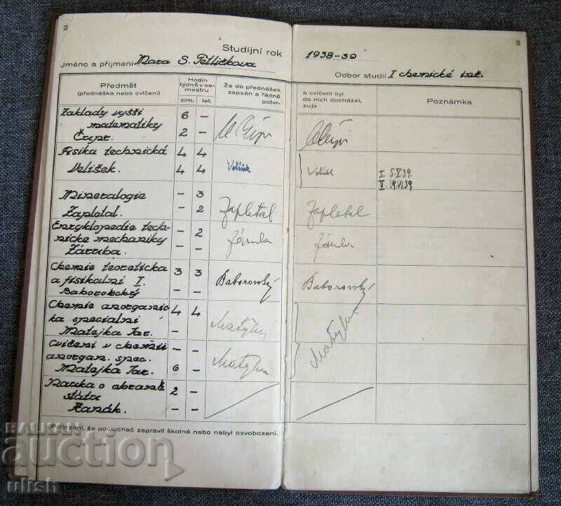Auction 1938 student book Czech Republic Czechoslovakia Brno Auction 1938 student book Czech Republic Czechoslovakia Brno