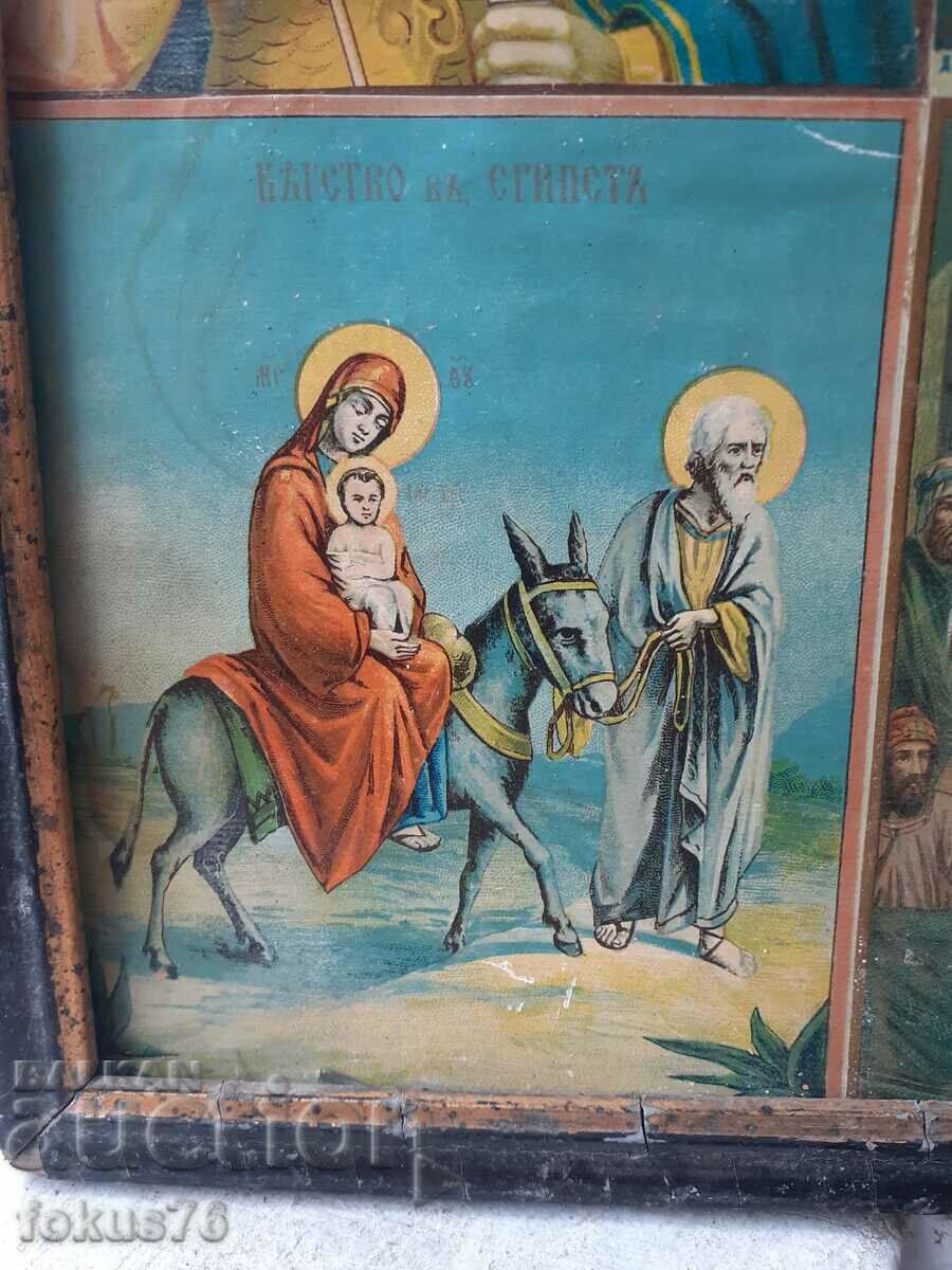 Licitație Litografia icoană rusă rară foarte veche în cadru