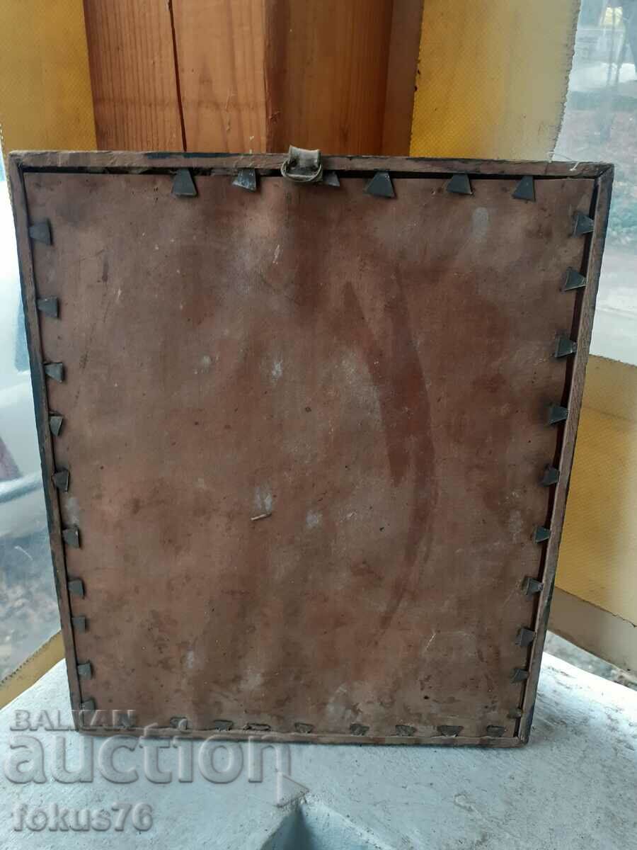 Litografia icoană rusă rară foarte veche în cadru - 6