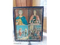 Very old rare Russian icon lithograph in frame