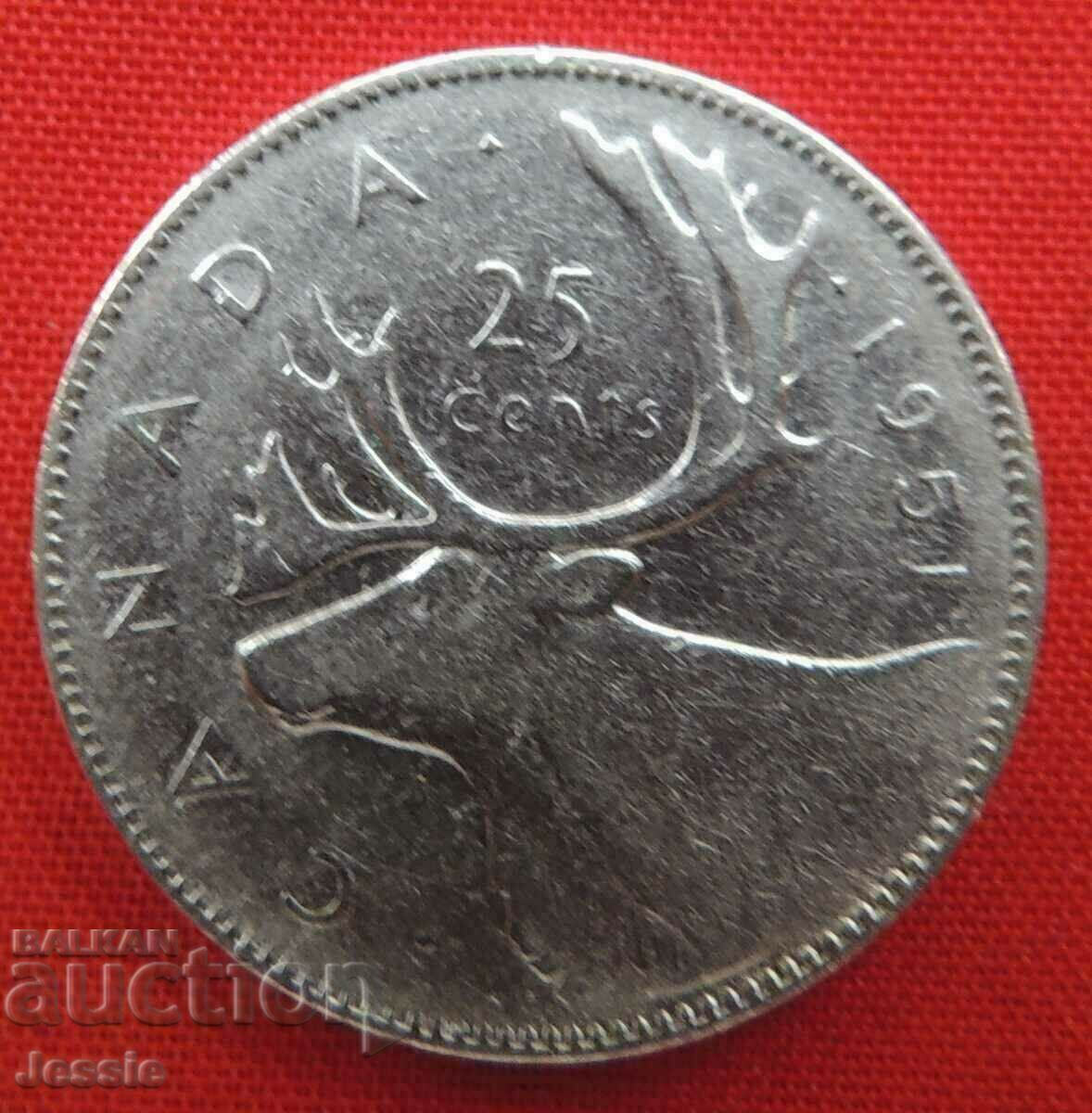 25 de cenți 1951 Canada