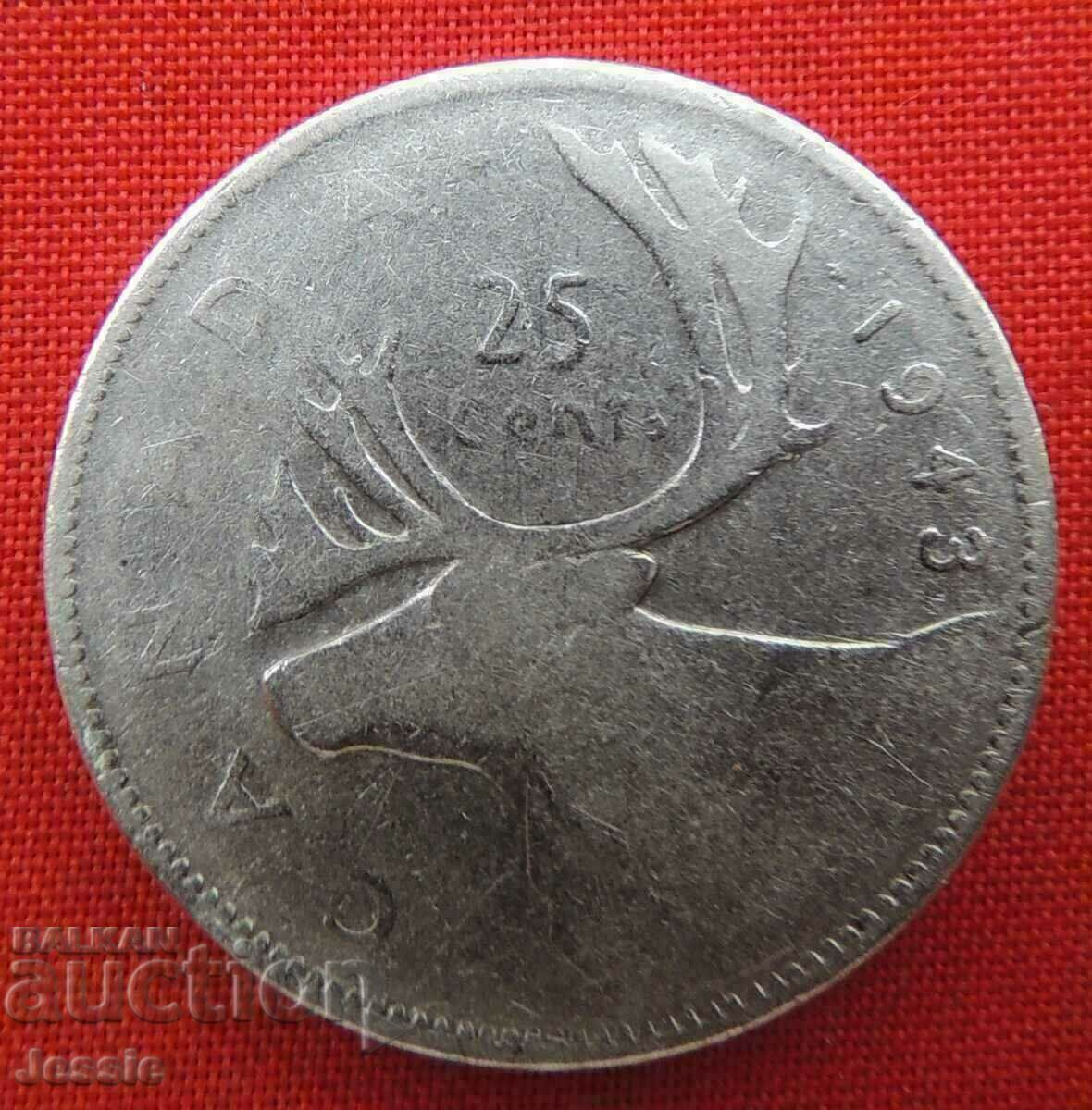 25 de cenți 1943 Canada 25 de cenți 1943 Canada