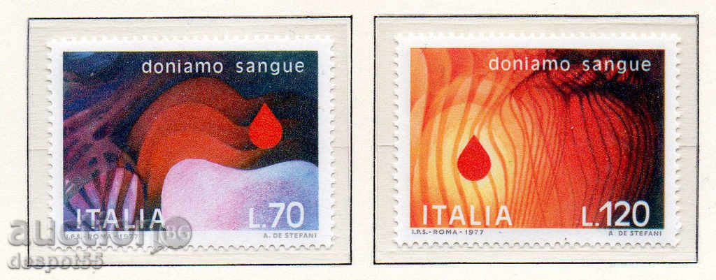 1977. Italy. Blood donors.