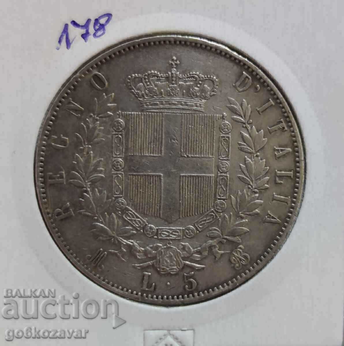 Italia 5 lire 1871 Argint! Relief de top!