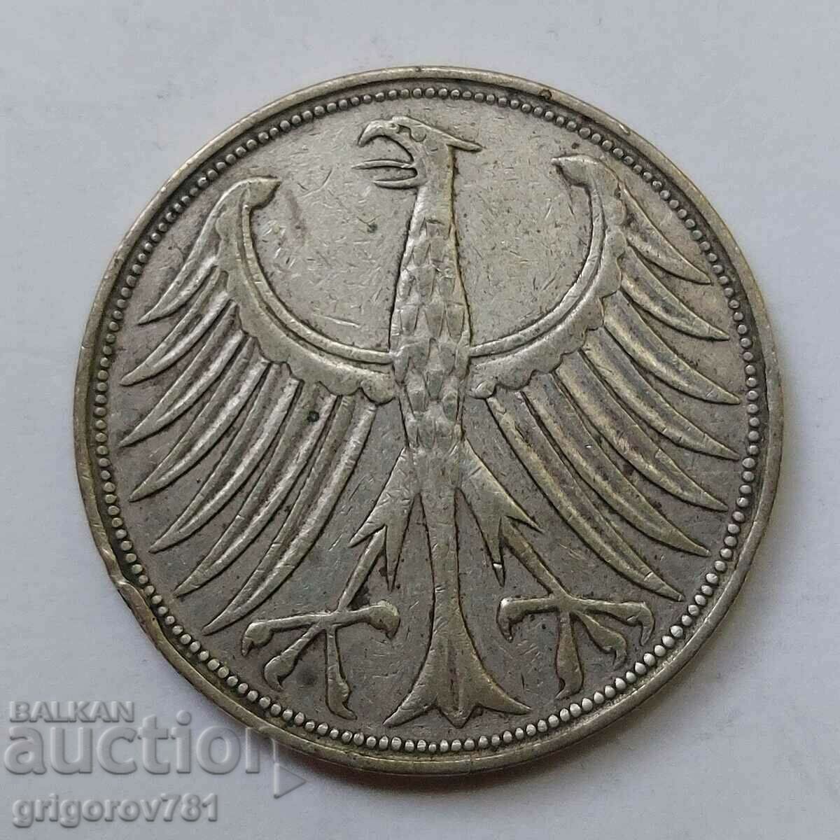 5 μάρκα ασήμι Γερμανία 1951 G - ασημένιο νόμισμα με τιμή € 10.23 | 20.01 BGN 5 μάρκα ασήμι Γερμανία 1951 G - ασημένιο νόμισμα με τιμή € 10.23 | 20.01 BGN