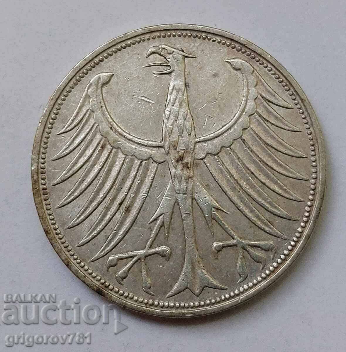 5 марки сребро Германия 1967 F  - сребърна монета с цена € 10.23 | 20.01 лв.