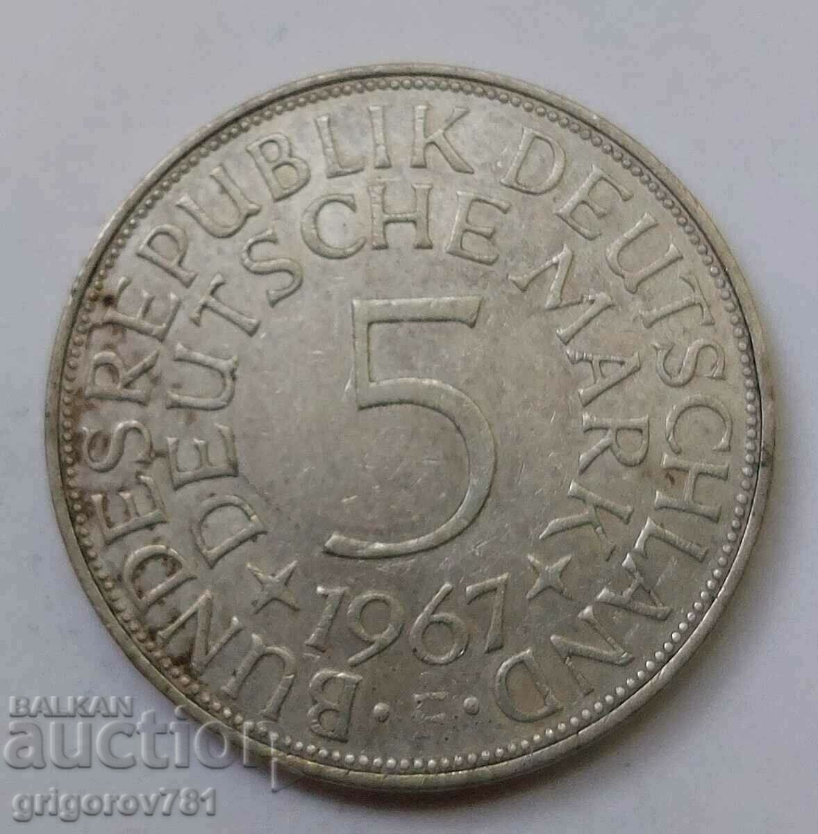 5 марки сребро Германия 1967 F  - сребърна монета