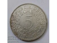 5 mărci de argint Germania 1967 F - monedă de argint