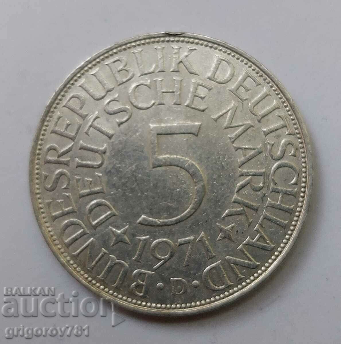 5 марки сребро Германия 1971 D - сребърна монета