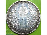 Austria 1 Coroană 1914 Patină de argint