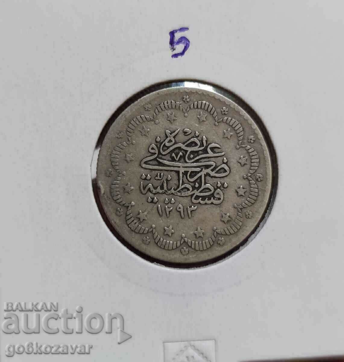 Ottoman Empire 5 Kurusha 1293-1876 Silver figure 11 RARE with price 31.00 BGN | € 15.85