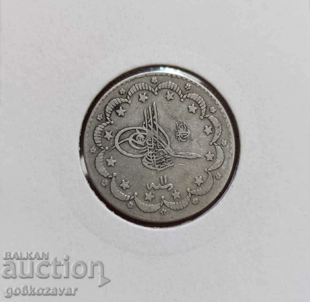 Imperiul Otoman 5 Kurusha 1293-1876 Figurină de argint 11 RAR
