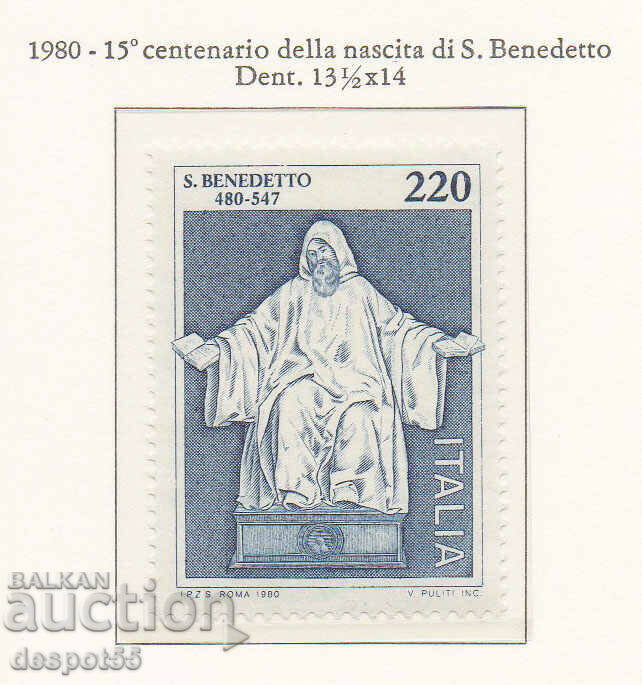 1980. Italy. 1500 from the birth of St. Benedict of Nursia