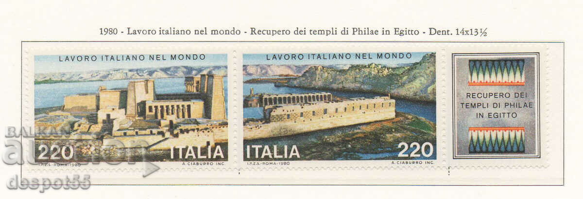 1980. Italia. Restaurarea templelor de la Philae, Egipt.