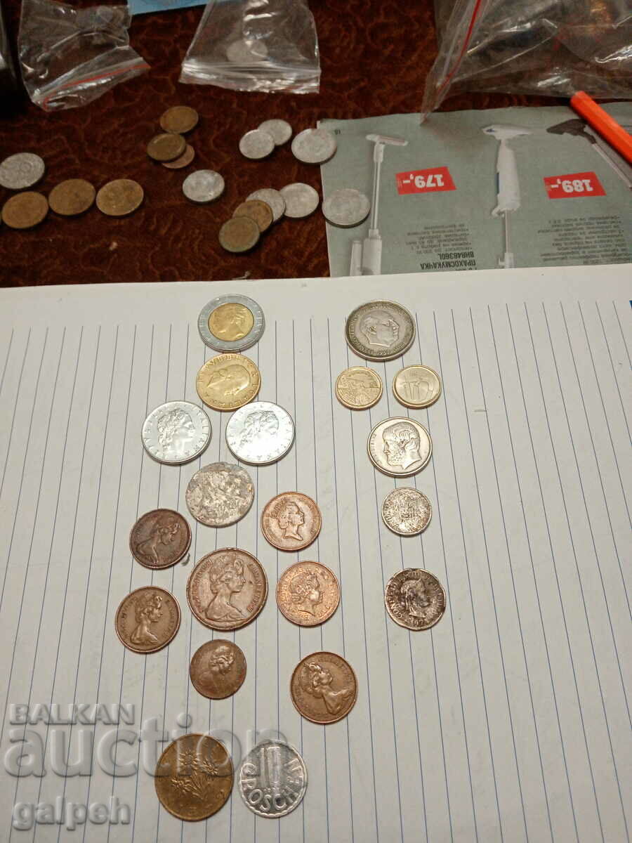 COINS MIXED LOT - 20 pcs. - BGN 5 - 7 COINS MIXED LOT - 20 pcs. - BGN 5 - 7