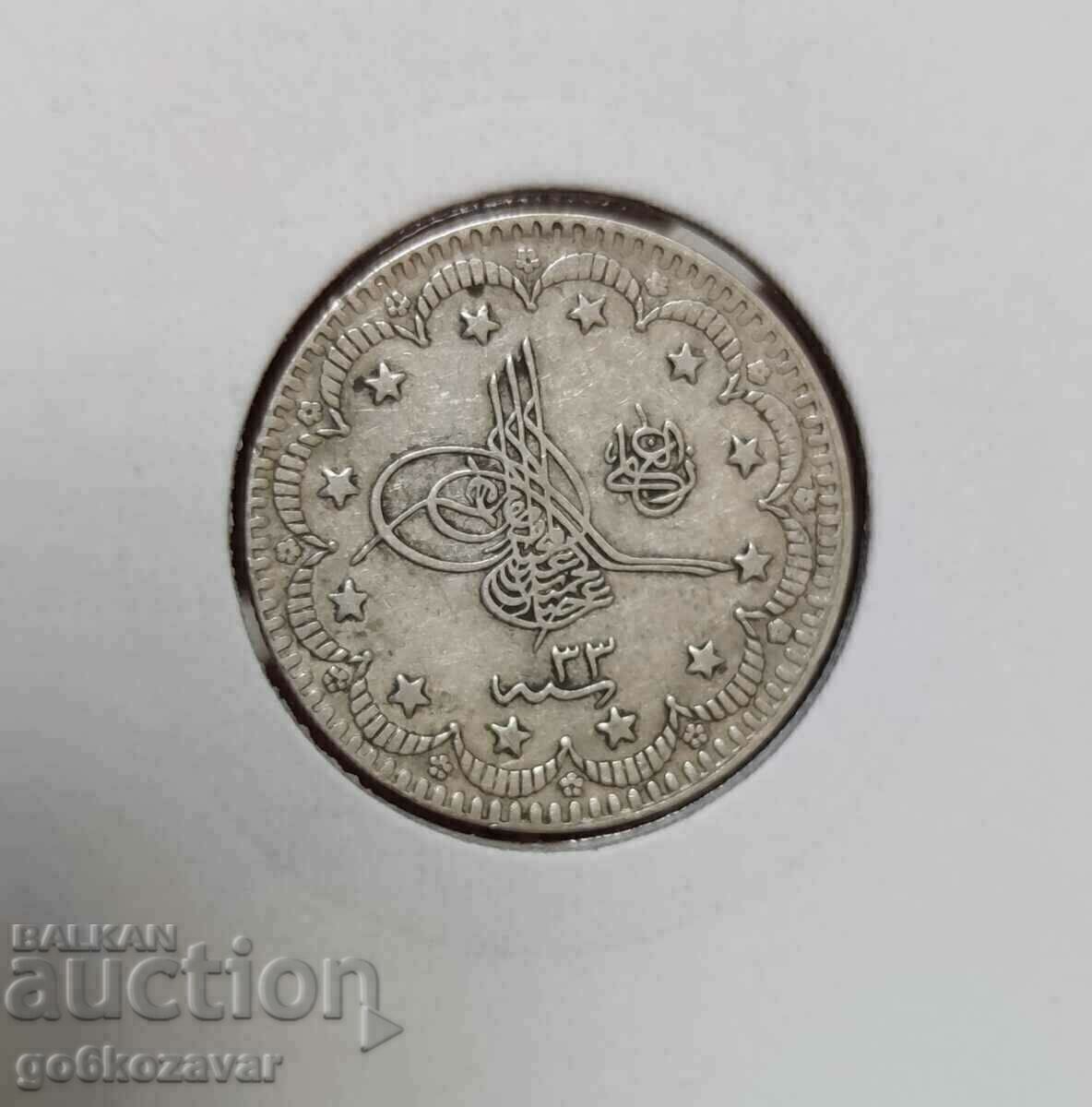 Ottoman Empire 5 Kurusha 1296-1876 Silver figure 33 RARE with price 59.90 BGN | € 30.63 Ottoman Empire 5 Kurusha 1296-1876 Silver figure 33 RARE with price 59.90 BGN | € 30.63