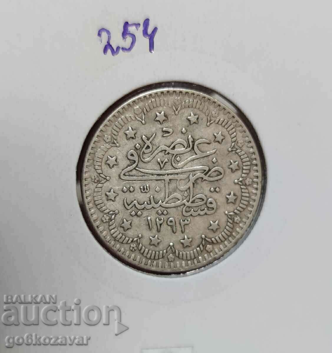 Османска Империя 5 Куруша 1296-1876г Сребро цифра 33 RARE