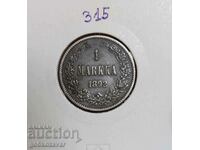 Finland 1 Mark 1892 Silver ! Rare!