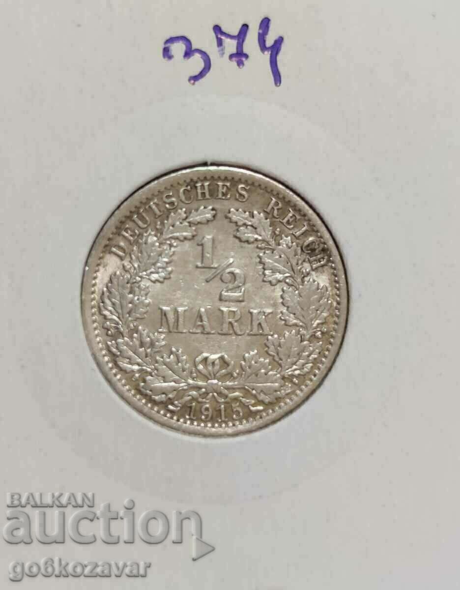 Γερμανία 1/2 Mark 1915 Αργυρό UNC