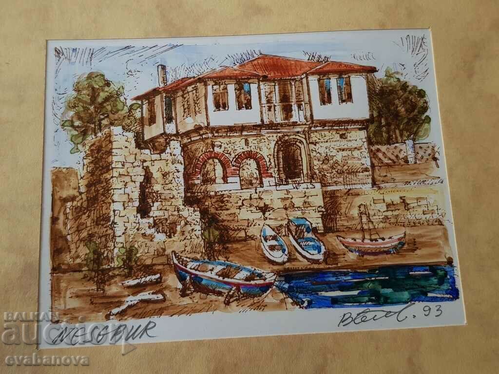 Vasil Banov color graphics Nessebar 93 the fishing port with price 15.00 BGN | € 7.67 Vasil Banov color graphics Nessebar 93 the fishing port with price 15.00 BGN | € 7.67